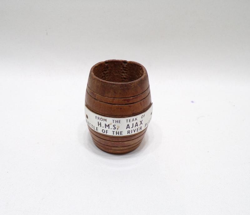 Small Vintage Wood Barrel Teak from HMS Ajax