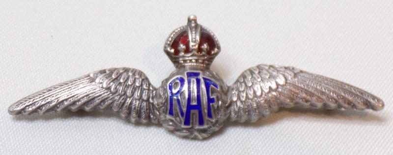 WW2 Era Sterling Silver & Enamel RAF Sweetheart Brooch