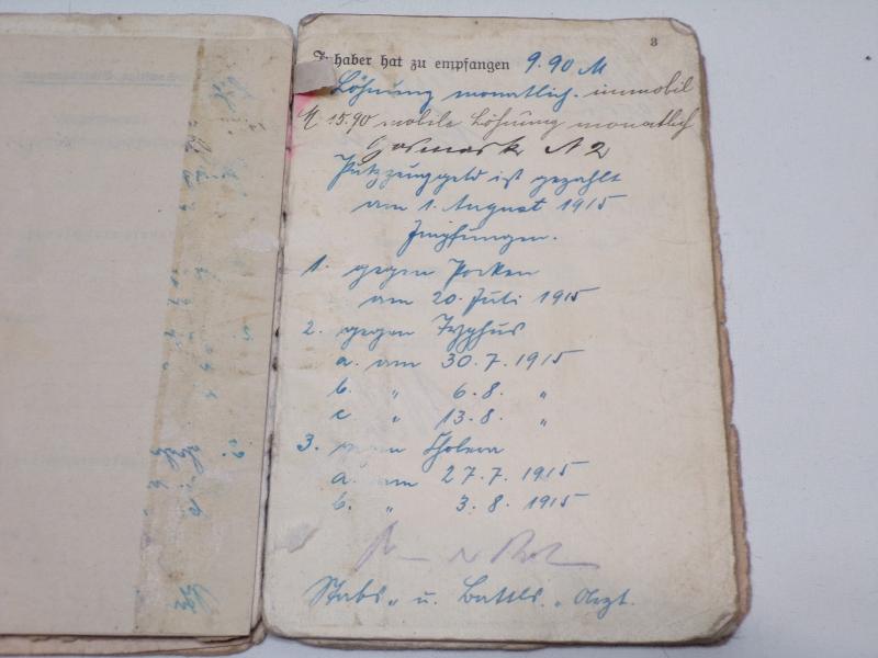 WW1 Iron Cross, Service Book and Bar.