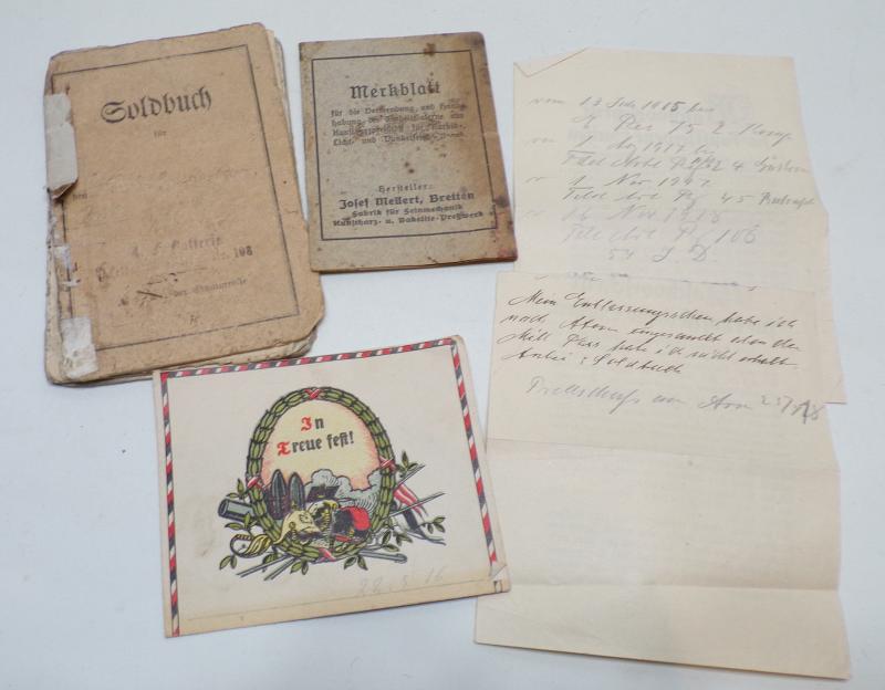WW1 Iron Cross, Service Book and Bar.