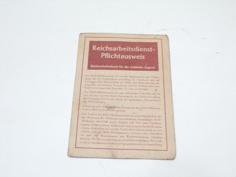 WW2 German Labour Compulsory Service Book.