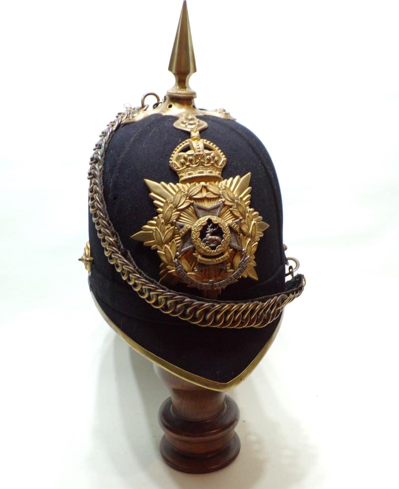 Superb Edwardian Sherwood Foresters Officers Home Service Helmet.
