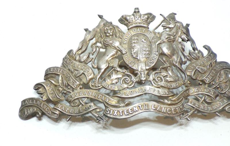 Victorian 16th Lancers Officers Silver Lance Cap Plate Boss.